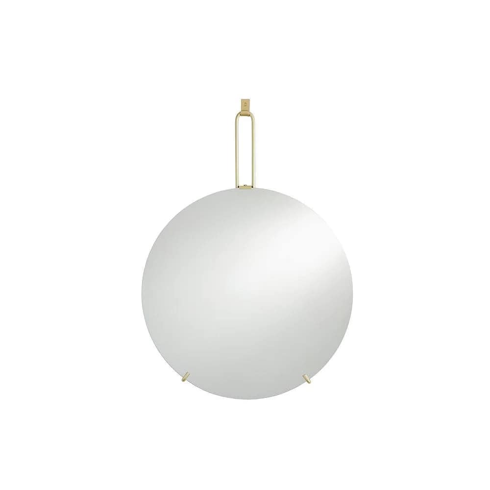GlucksteinElements Cole 24" Frameless Round Mirror with Brushed Brass Metal Hanging Hook - Image 3