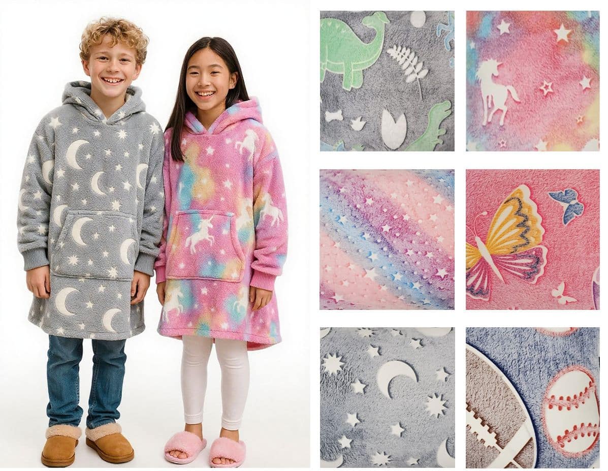 Kid's & Teen's Glow in the Dark Hoodie Sweaters (6 Patterns)
