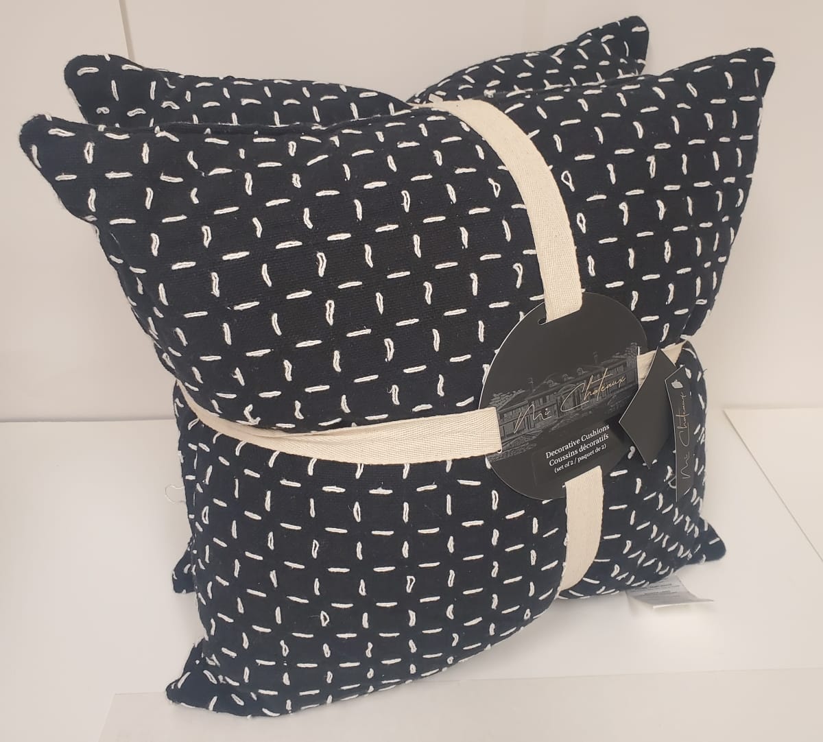 2PK Textured Cushions 20"x20" - Black