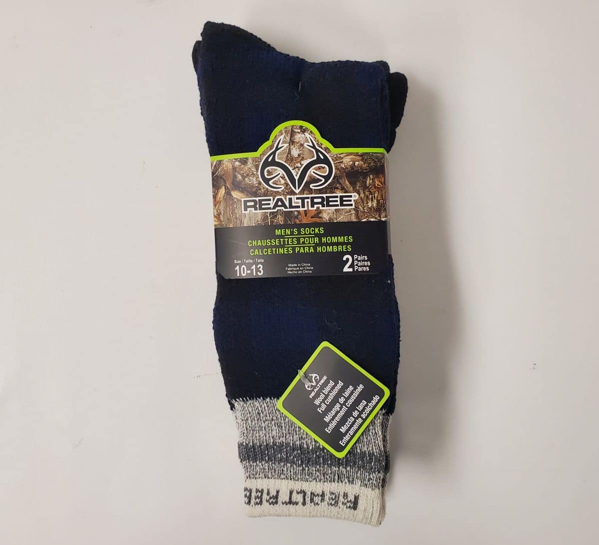 REALTREE Wool Blend Men's Socks 2pk (Navy / Black)