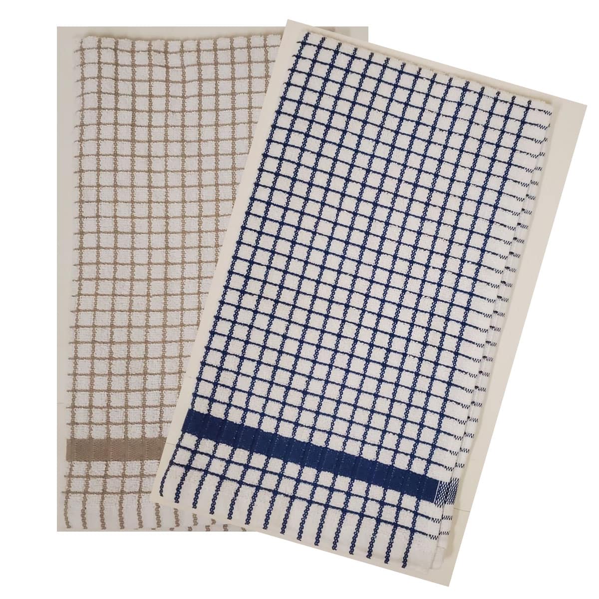 Terry Kitchen Towel 100% Cotton 16"x28" – (Beige, Navy) ($1.10 x piece)