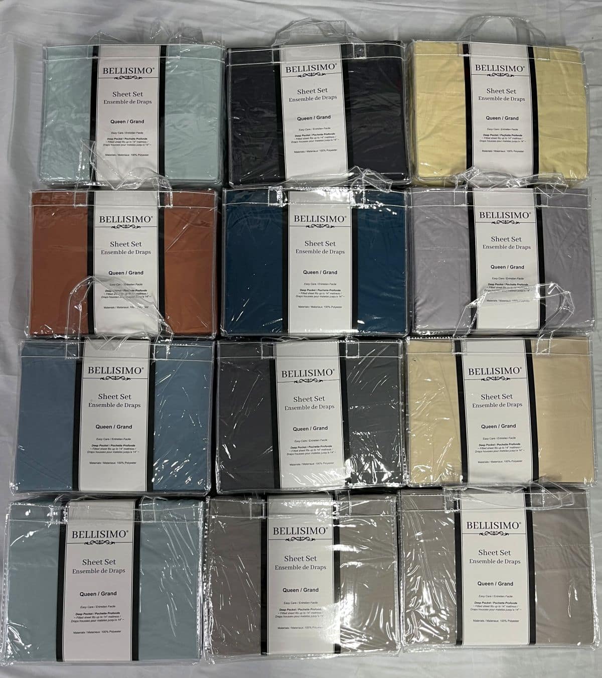 Bellisimo - 4PC Sheet Set (for 14" mattresses) - Solid (Queen) / PVC Handle Bag - Image 4
