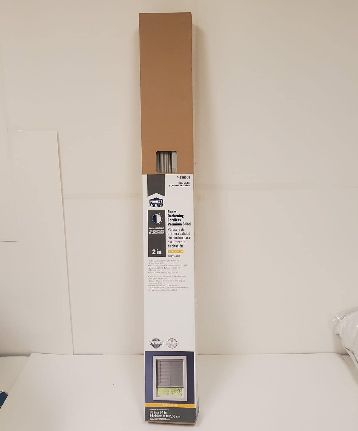 Project Source Room Darkening Cordless Blind 36"x64" (Grey)