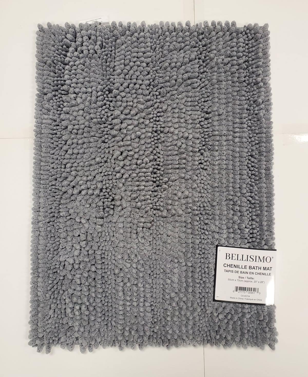 Chenille Bath Mat with TPR Backing (20"x28") - Grey * Heavy