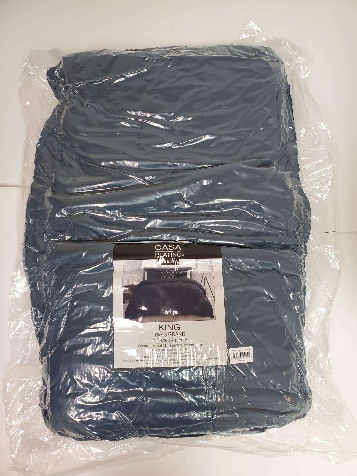 4PC Pleated Comforter Set Queen / Navy