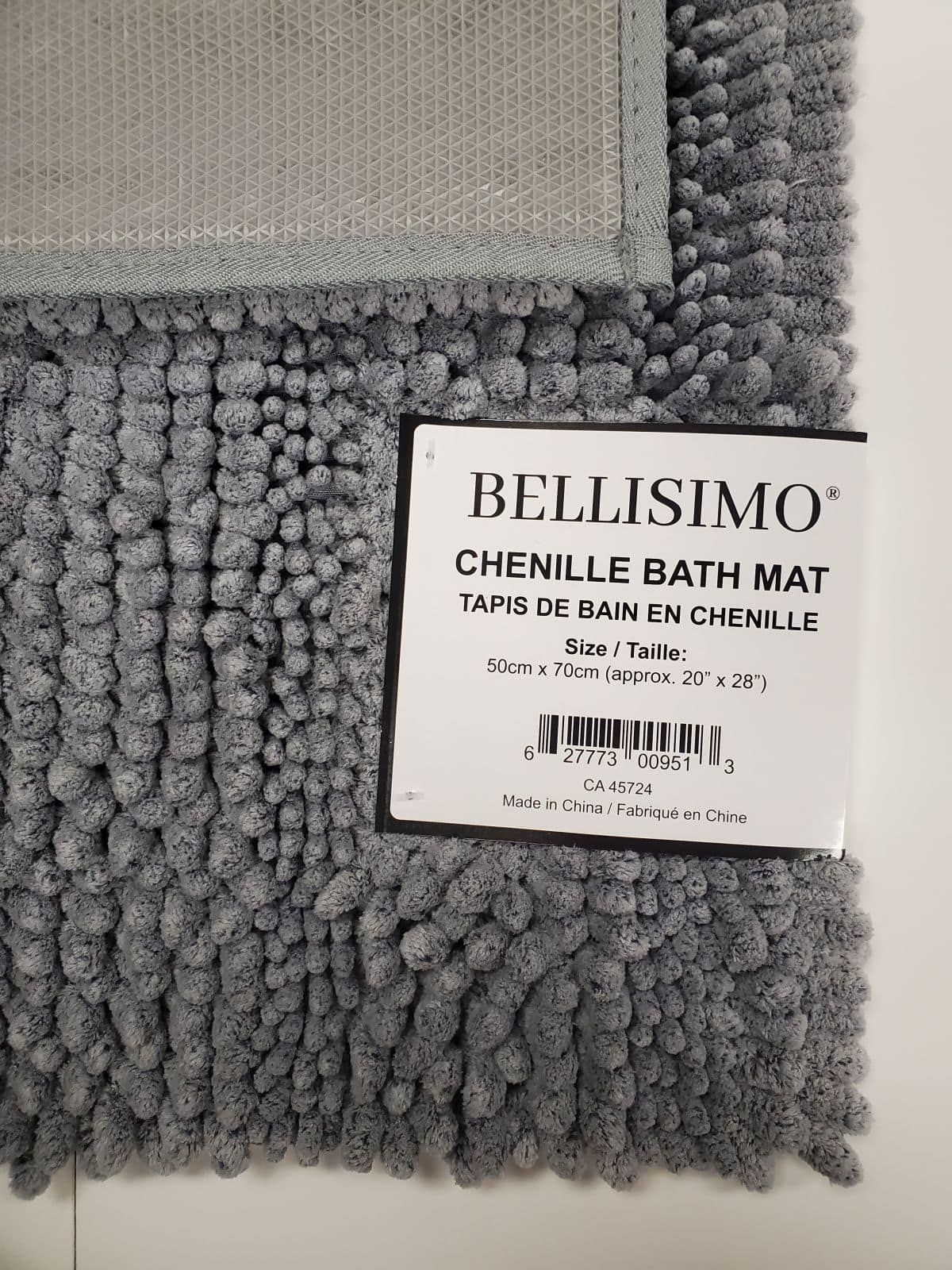 Chenille Bath Mat with TPR Backing (20"x28") - Grey * Heavy - Image 2