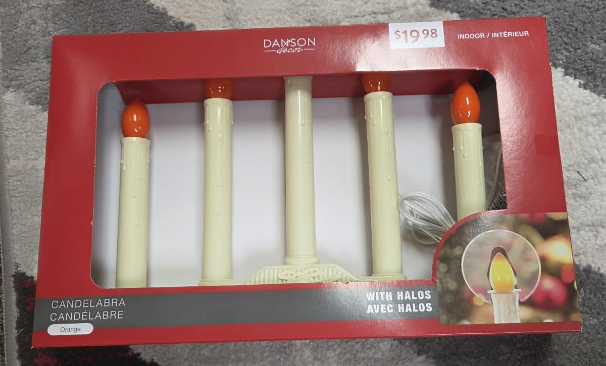 5 Light Candelabra with Halos / Orange (pp. $19.98)