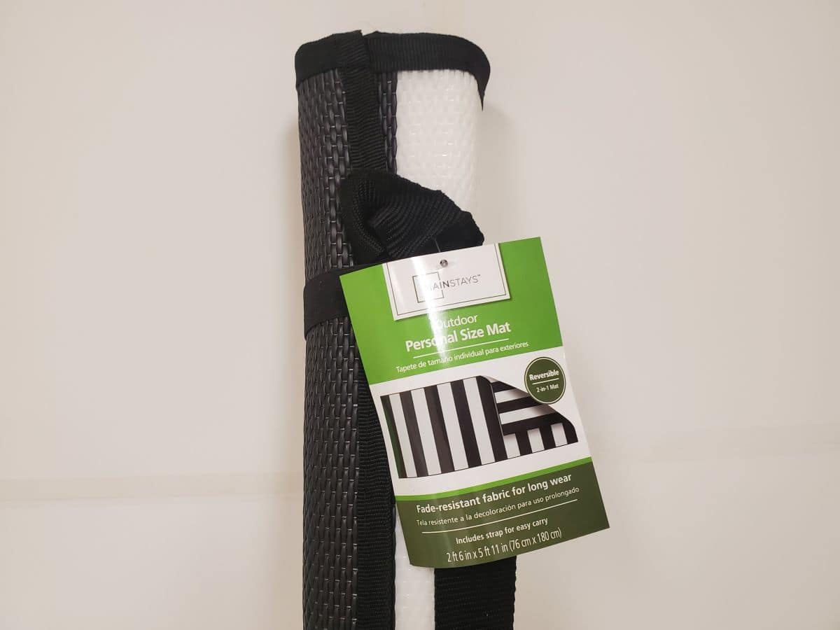 Outdoor Personal Size Mat (2' 6" x 5' 11") - Black / White Stripe - Image 2