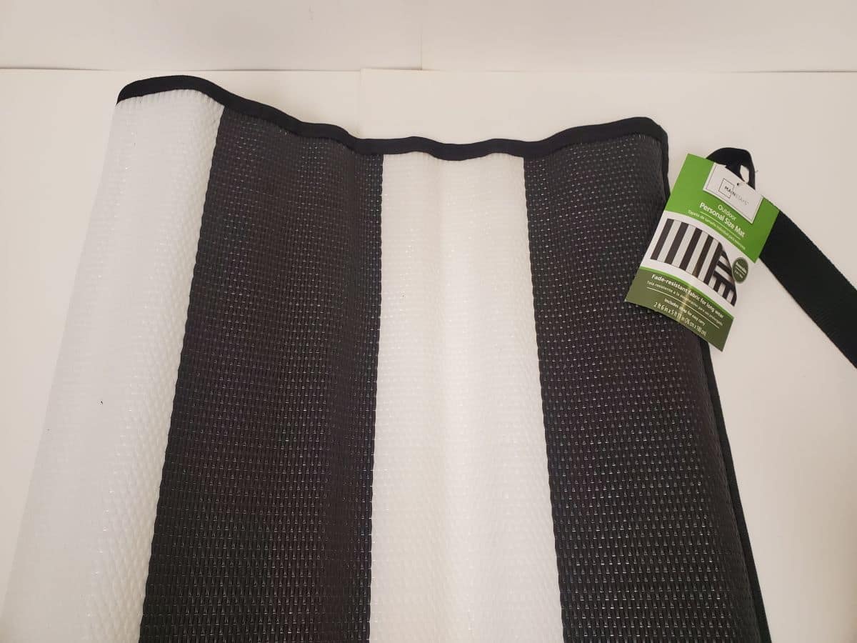 Outdoor Personal Size Mat (2' 6" x 5' 11") - Black / White Stripe - Image 3