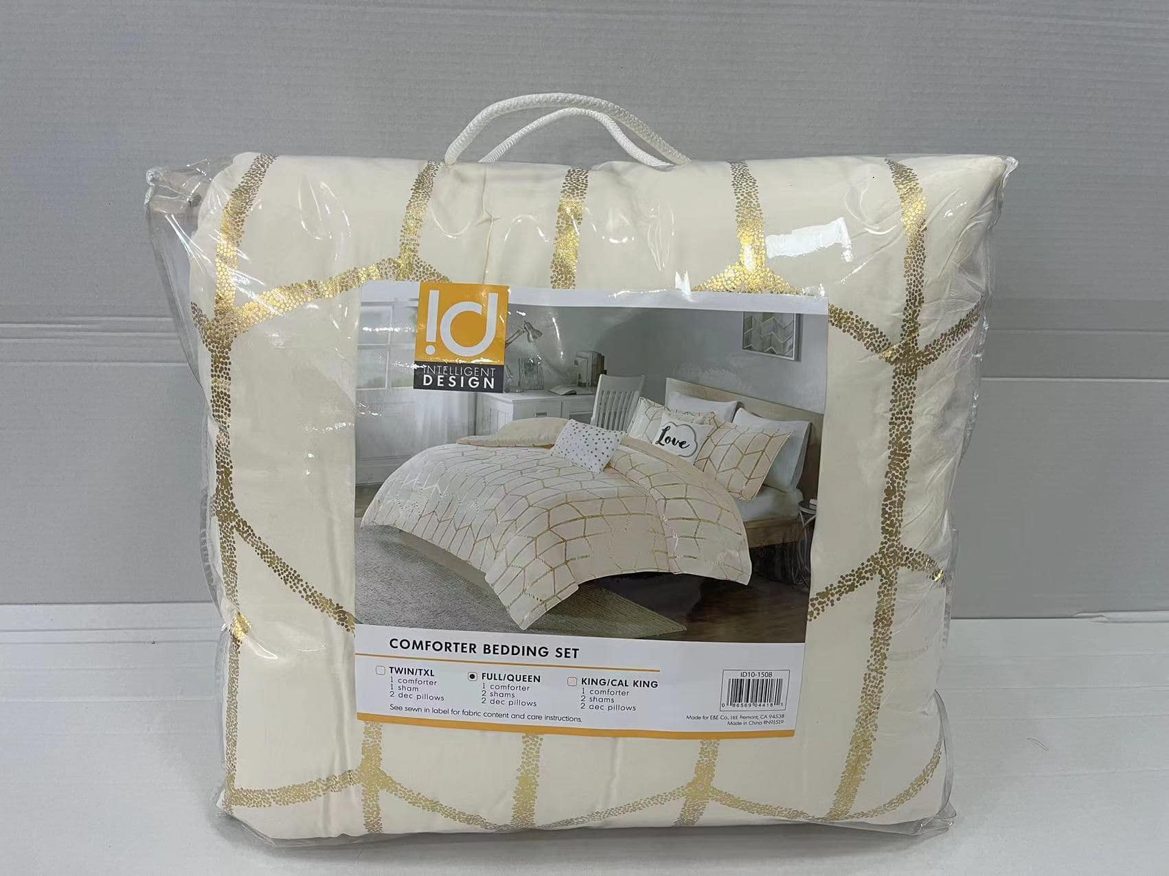 ID Khloe 5-Piece Ivory / Gold Comforter Set - Queen - Image 2