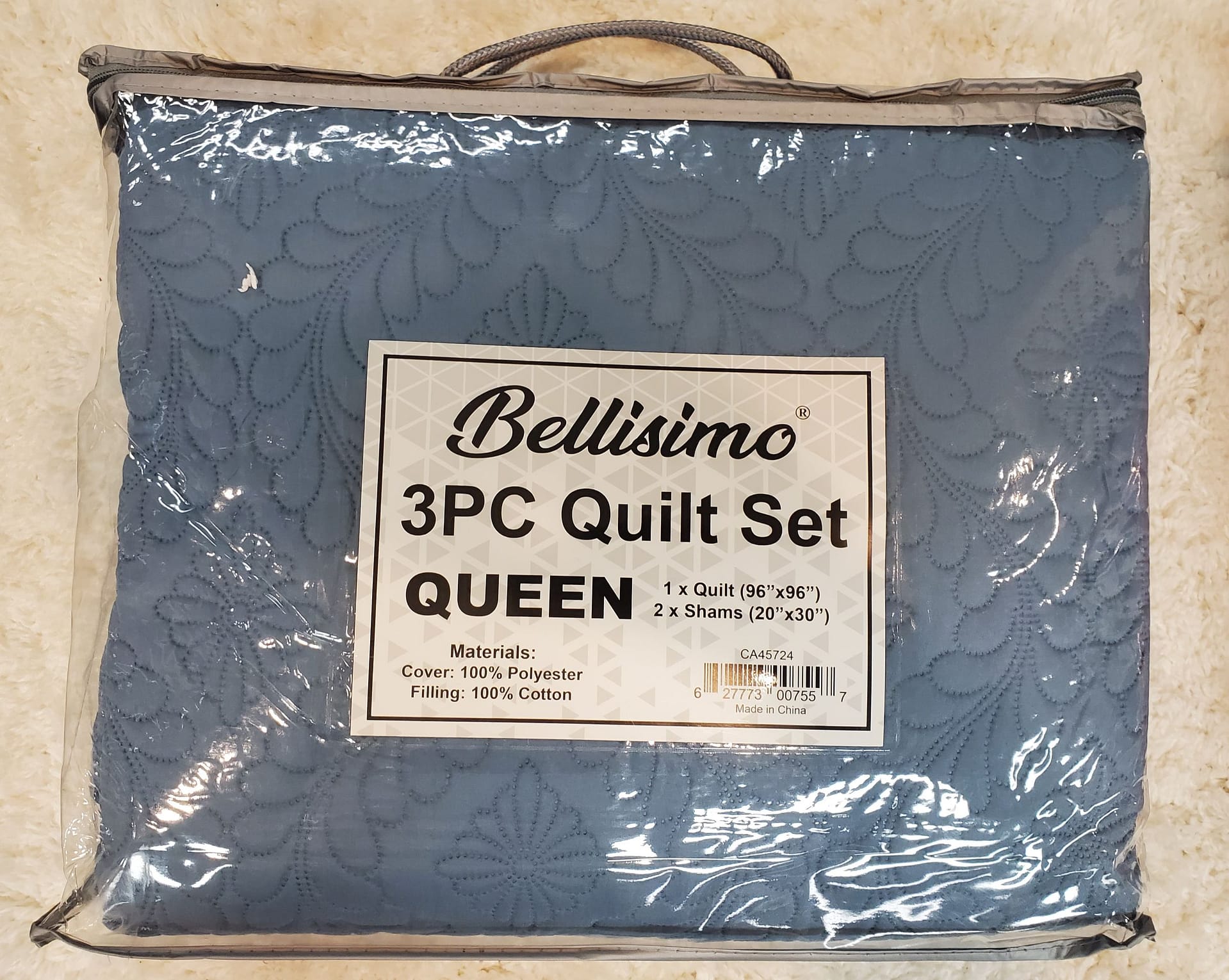 3PC Ultrasonic Quilt Set - Queen (Solid, 5 Colors) (96"x96") - Approx. 16" Drop - Image 3