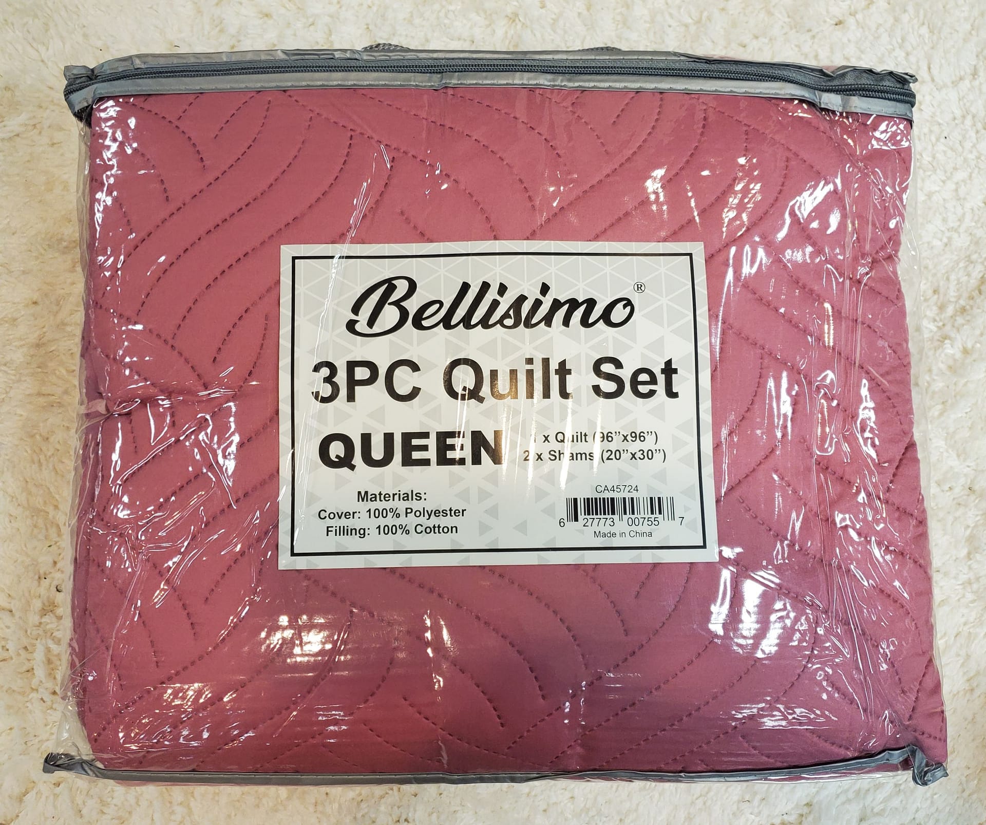 3PC Ultrasonic Quilt Set - Queen (Solid, 5 Colors) (96"x96") - Approx. 16" Drop - Image 6