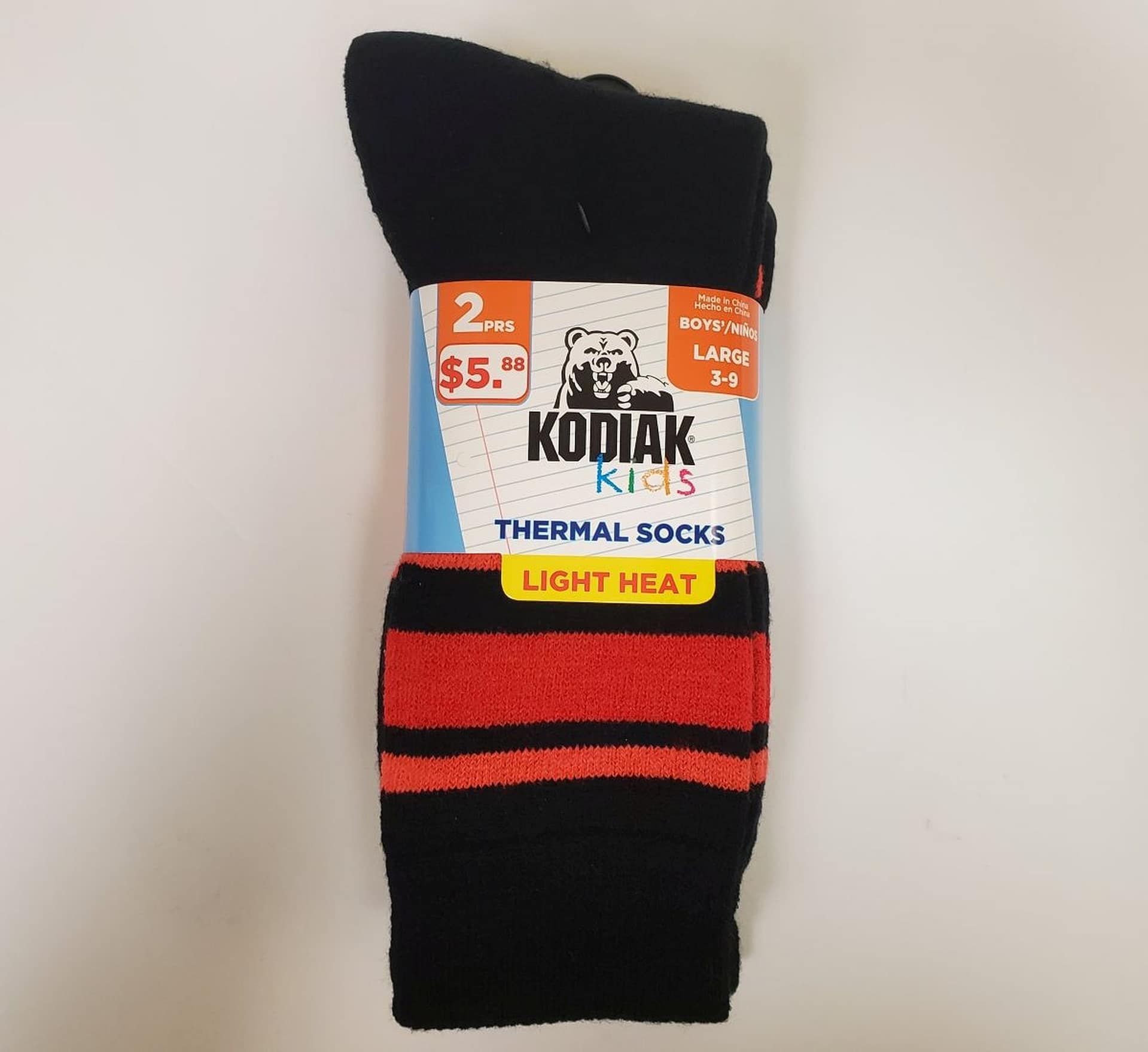 KODIAK Kids Thermal Socks 2Pk - Boys - Black / Red