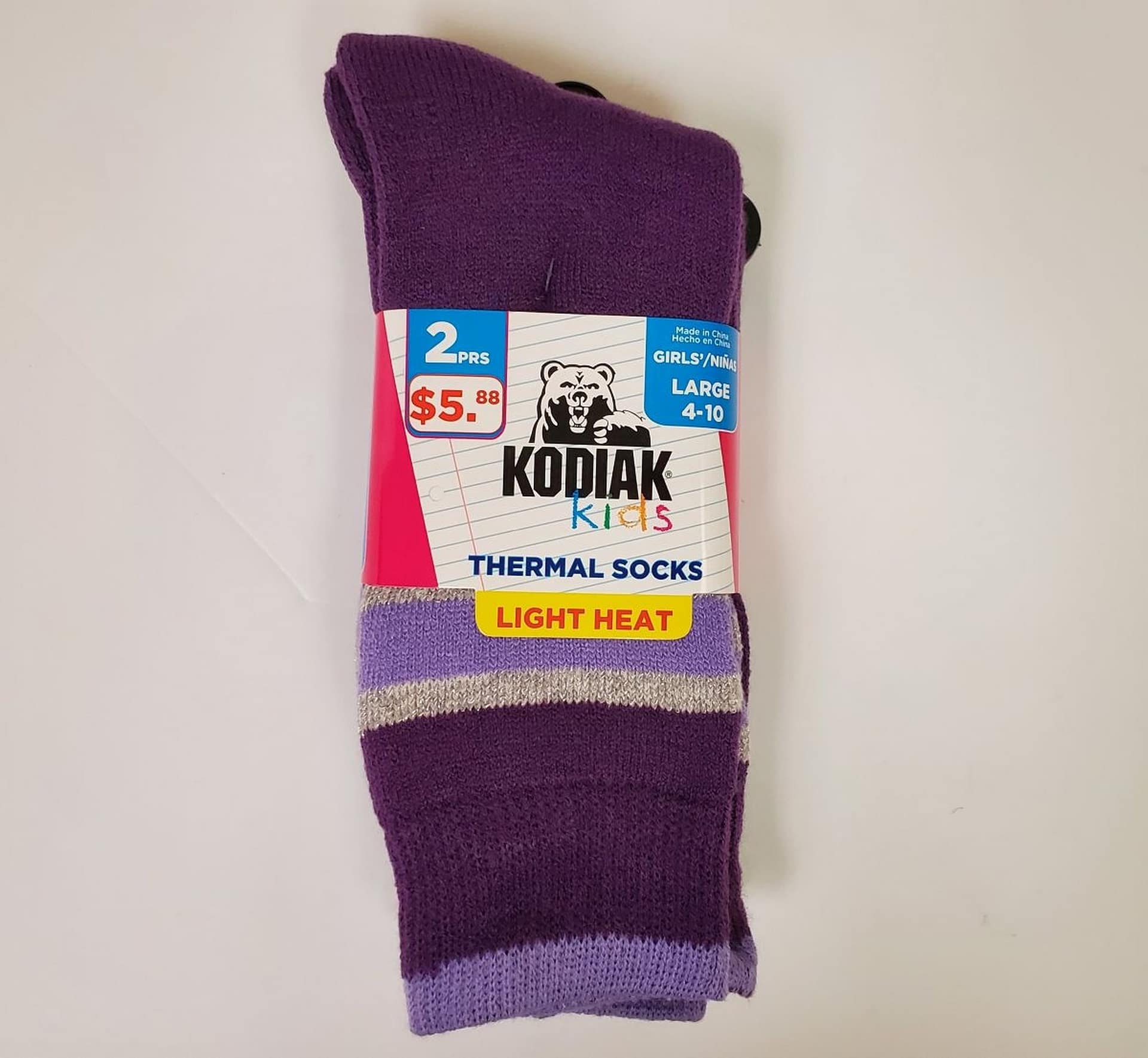 KODIAK Kids Thermal Socks 2Pk - Girls - Purple