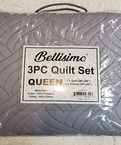 3PC Ultrasonic Quilt Set - Queen (Solid, 5 Colors) (96"x96") - Approx. 16" Drop - Image 5