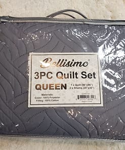 3PC Ultrasonic Quilt Set - Queen (Solid, 5 Colors) (96"x96") - Approx. 16" Drop - Image 7