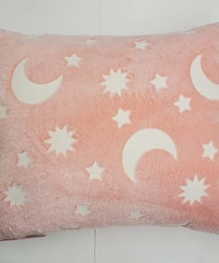 Glow in the Dark Pillow (S/J) - Moon & Stars (Pink)