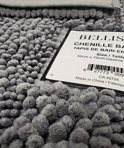 Chenille Bath Mat with TPR Backing (20"x28") - Grey * Heavy - Image 3
