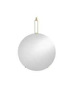 GlucksteinElements Cole 24" Frameless Round Mirror with Brushed Brass Metal Hanging Hook - Image 3