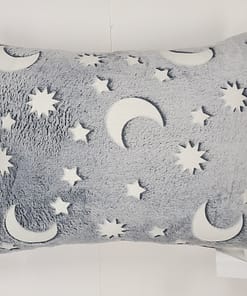Glow in the Dark Pillow (S/J) - Moon & Stars (Grey)