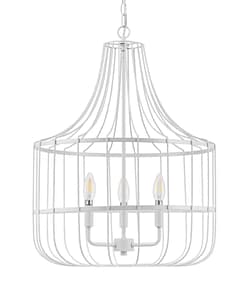 allen + roth Elmwood 3-Light Brushed Nickel - White Finish, 3-Light Pendant - Image 2