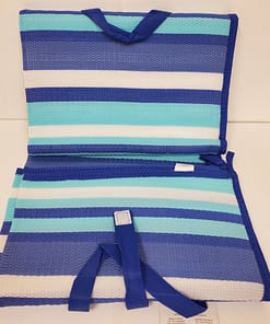 Outdoor Family Mat (5' x 7') - Blue / White Stripe - Image 2