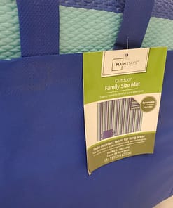 Outdoor Family Mat (5' x 7') - Blue / White Stripe - Image 3