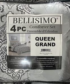 4PC Comforter Set - Jacquard / Grey (King) - Image 2