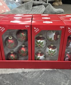 Glass Ornaments 4PC Set (Candy Cane, Holly Berry, Snowman) (pp. $7.98)