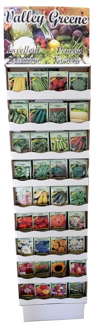 Valley Greene Seeds Floor Display / 1200PC (Vegetables, Herbs and Flowers) / $0.24 each