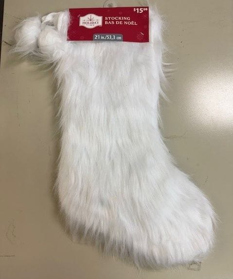 FE Stocking 21in / Faux Fur White (pp. $15.98)