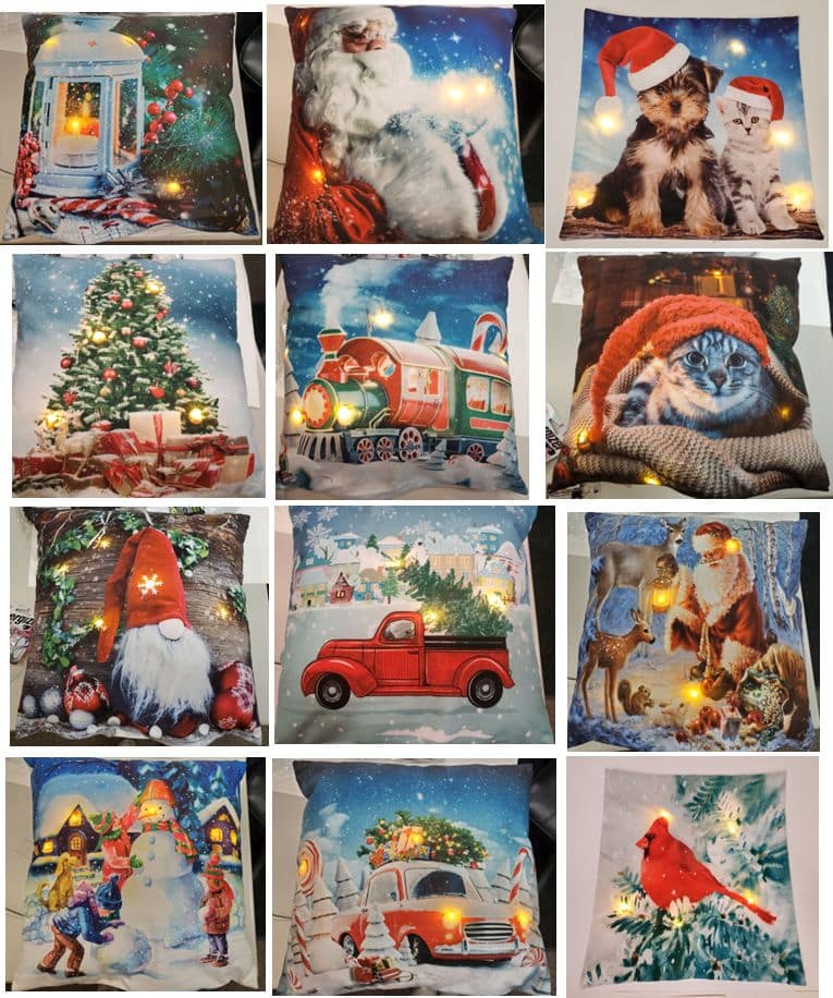 BELLISIMO - LED Christmas Cushions (16"x16")